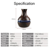 Mini USB Diffuser Air Humidifier with 7-Colors LED night light Aromatherapy Diffuser 300ml Cool Mist Maker for home bedroom