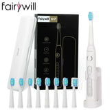 Fairywill Electric Sonic Toothbrush FW-D7 USB Charge Rechargeable Adult Waterproof Electronic Tooth Brushes Replacement Heads 8