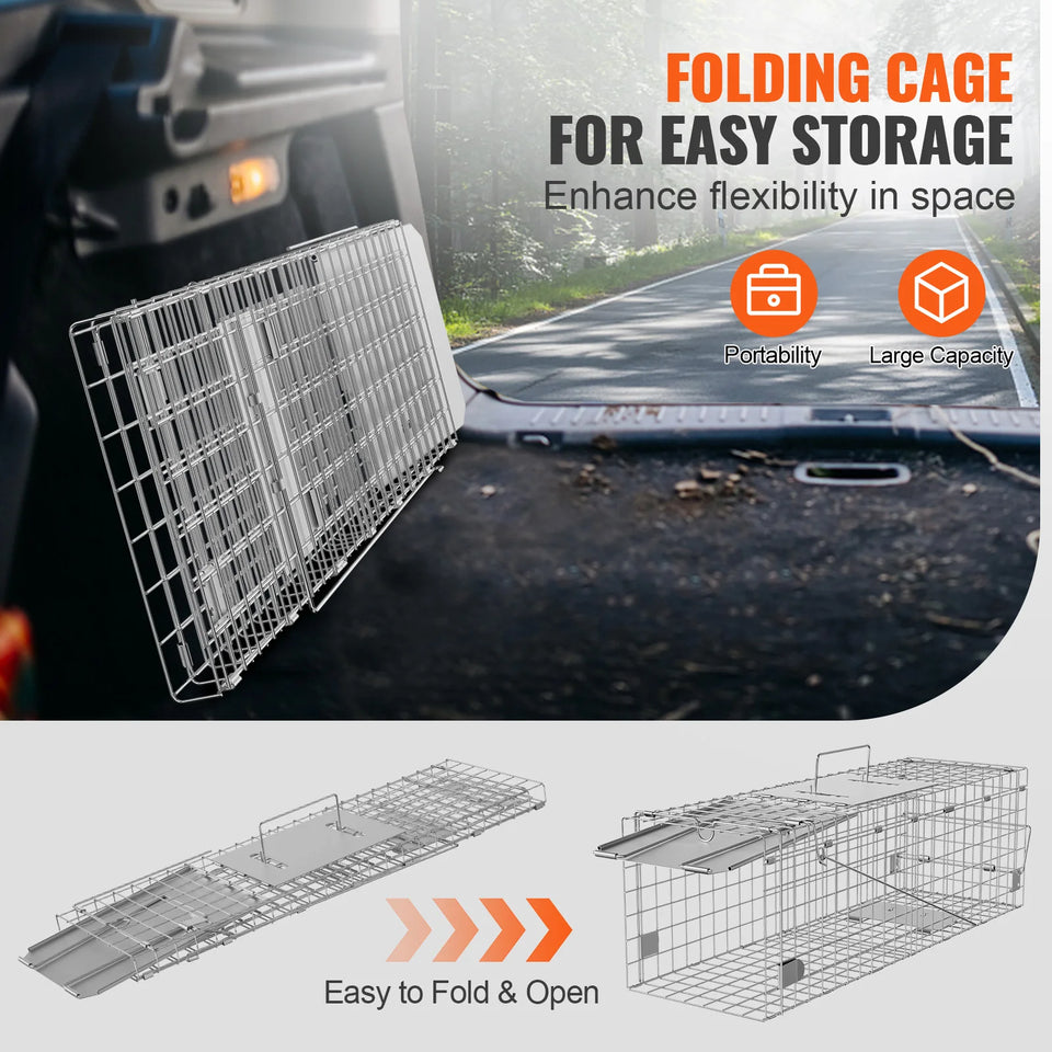 SucceBuy Live Animal Cage Trap Humane Cat Rodent Control Folding with Handle for Rabbits Stray Cats Squirrels Raccoons Groundhog