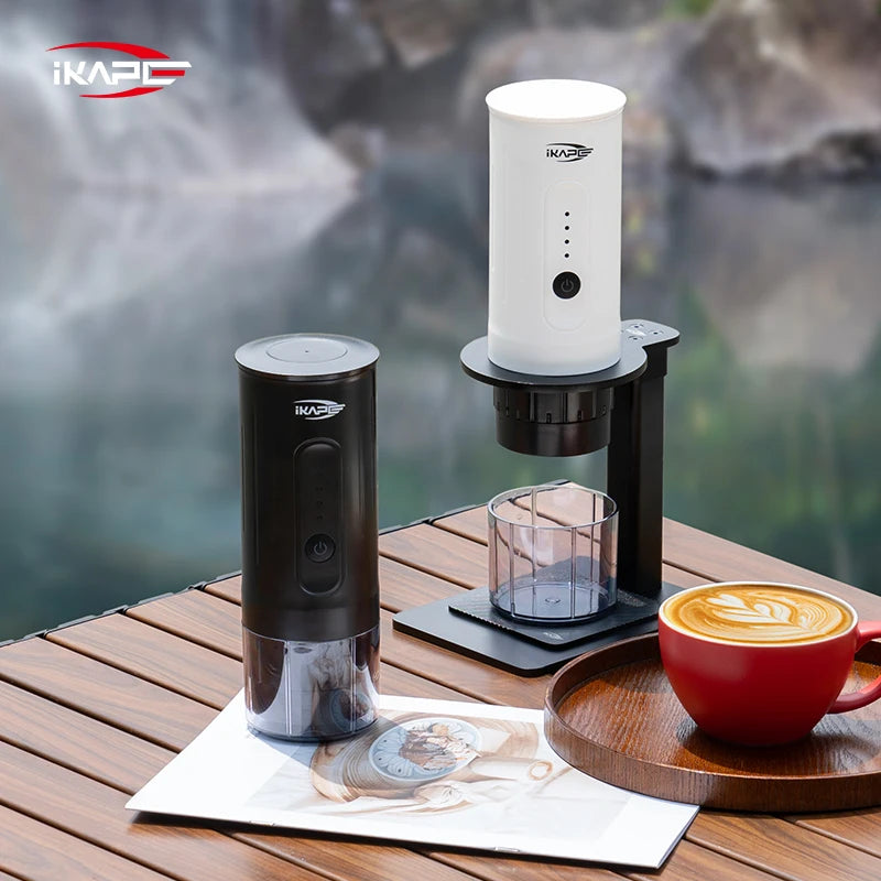 IKAPE Portable Coffee Machine Fit Capsules Ground Coffee Handheld Coffee Maker Manually For Camping Hiking No Heating Function