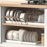 Expandable Kitchen Pot Pan Organizer under Cabinet with 7 Adjustable Dividers Food Storage Container Lid Storage 1 Pack