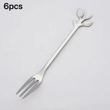 6Pcs Stainless Steel Tea Forks Gold Silver Cake Fork Snack Salad Coffee Fruit Fork Mirror Cutlery Tableware Set Kitchen Utensils