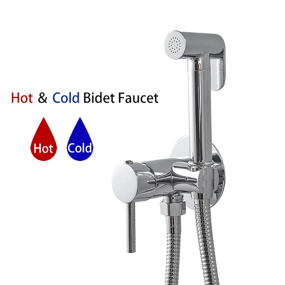 ULA Brass Bidet Faucet Black Toilet Faucet Handheld Toilet Bidet Sprayer Set Hygienic Shower Hot Cold Water Mixer Shower Head