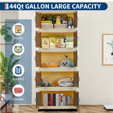 3/4/5-Tier Foldable Storage Cabinet with Lids & Wheels, Stackable Plastic Organizer for Closet, Bedroom, Office & Kitchen