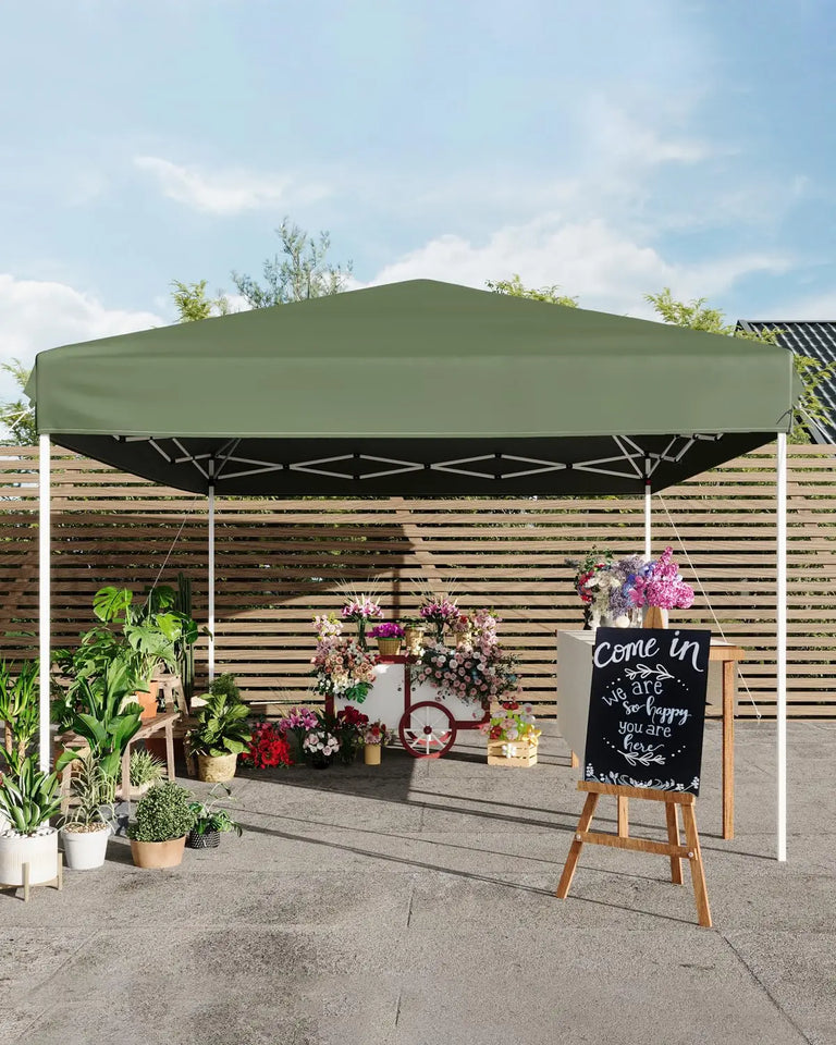 10x10 FT Pop Up Canopy Tent with 3 Adjustable Heights – Outdoor Sun Shade Shelter, 4 Sandbags & Carry Bag, for Parties & Events