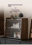 Walnut Wood Living Room Cabinet Storage Dresser Drawer Display Cabinet TV Stand Sideboard Organizer Cup Rack Included Cabinet