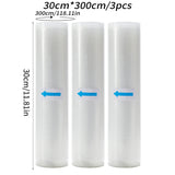 3 rolls of 3m vacuum sealed bag, free of bisphenol A, seven layer co extruded diamond grain food packaging bag