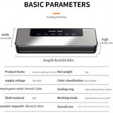 65Kpa Food Vacuum Sealer Machine with 20 Free Bags, Stainless Steel 6-in-1 Sealing, Dry/Wet Mode for Food Storage, Grey