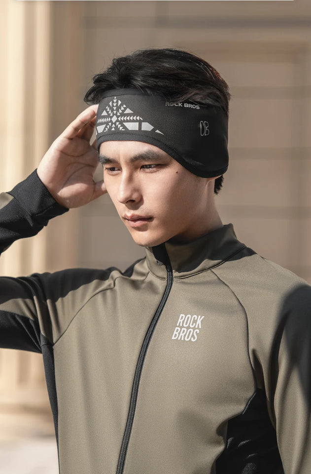 ROCKBROS Outdoor Cycling Headband Ear Warmer Men Winter Cycling Workout Windproof Double Layer Warm Earmuffs Headwear Sweatband