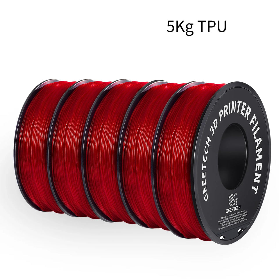 GEEETECH 5Rolls 3D TPU Flexible Filament TPU material 1.75mm Plastic Vacuum Packaging, Non-Toxic High Quality Safe,fast ship