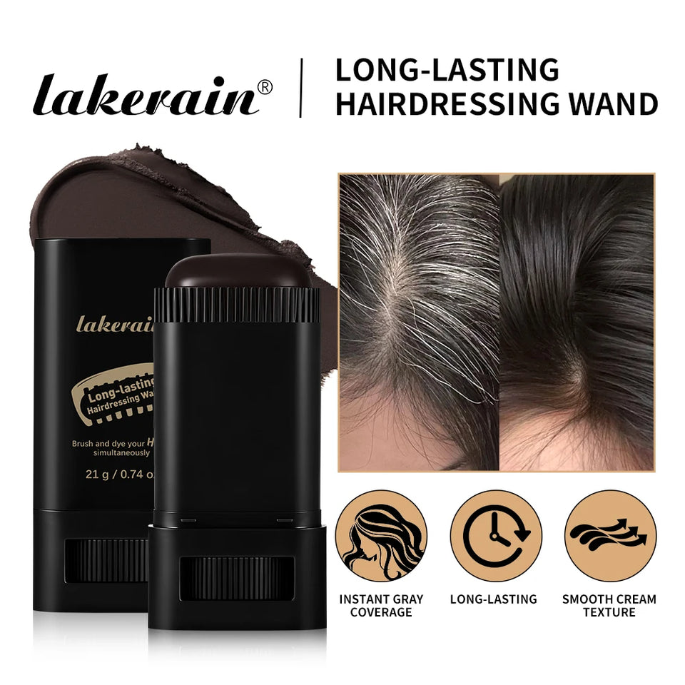 2in1 Hair Dye Stick with Comb Black Brown Coffee Long Lasting Temporary Hair Coloring Covered White Hairs Hairline Pen Washable