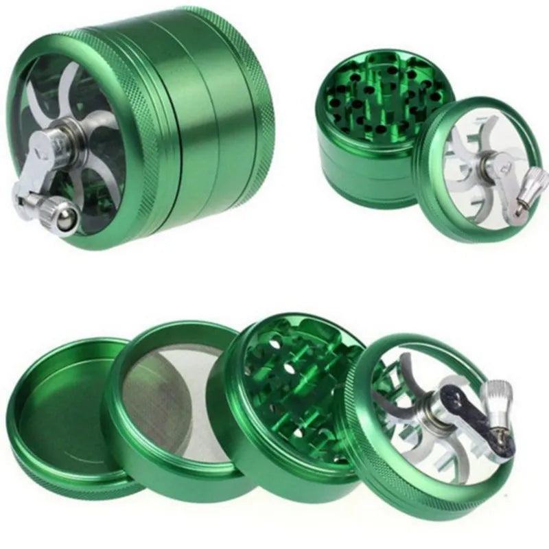 40mm Metal Grinder and Crusher: 4-Layer Hand Crank with Metal Handle - Suitable for Grinding Herbs, Spices, Cinnamon, Ginger