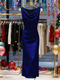 Summer Fashion New Arrivals: Elegant, Sleeveless, Sparkling, Body-Con Plunge Dress Evening Gown