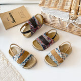 Summer Children Causal Sandals New Boho Toddler Beach Slippers for Girls Outdoor Daily Wear Non-slip Kids Retro Open-toe Sandals