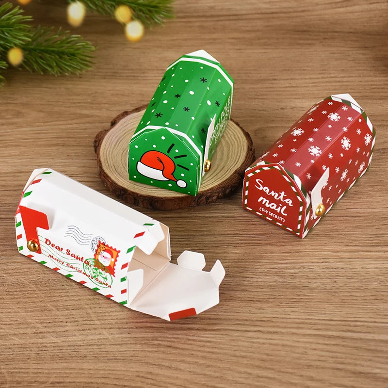 6/24pcs Christmas Mailbox Shape Candy Gift Box Kids Xmas Cookie Snack Packing Box Bag 2024 Navidad Noel Home Decor 2025 New Year