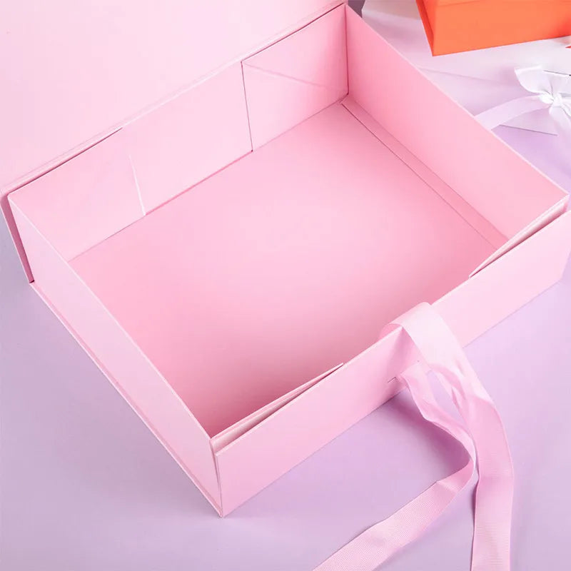 Cardboard Package Box Pink Black Carton Large Gift Box Personalized Logo Corrugated Box For Packaging Party Box With Ribbon
