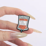 100% PURE COFFEE Enamel Pins Hourglass Coffee Lover Metal Brooches Fashion Lapel Badge Backpack Clothes Jewelry Gift for Friends