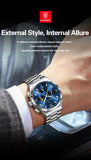 POEDAGAR Fashion Functional Man Wristwatch Luminous Week Date Business Watch For Men Stainless Steel Sports Men's Quartz Watches
