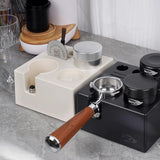 IKAPE 7 in 1 Espresso Knock Box 51/54/58MM Coffee Accessories Storage Organizer Universal Fit Espresso Bar Tools Box Black/White