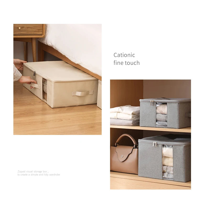 Tianzong Closet Comforters Zipper Storage Box Wardrobe Clothes Organizers with Lid Fabric Cube Home Wardrobe Folding