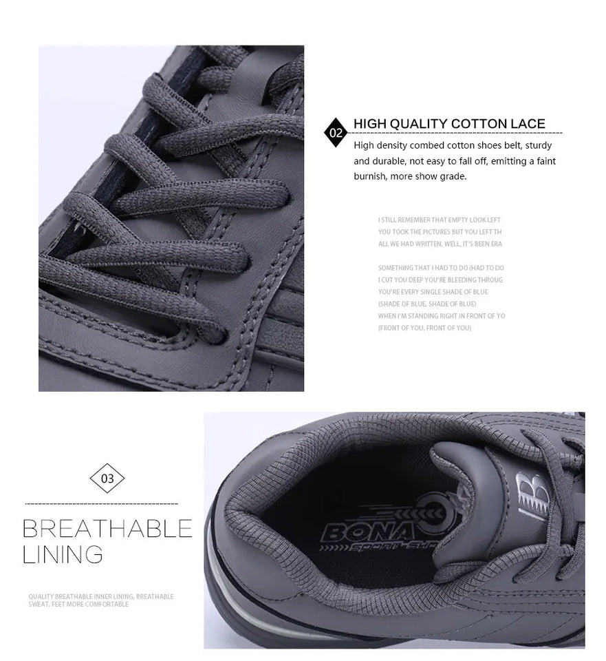 BONA New Popular Style Men Casual Shoes Lace Up Comfortable Shoes Men Soft Lightweight Outsole Hombre