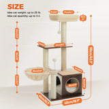 Modern Cat Tree for Indoor Cats Multi-Level Wood Cat Tower with Cozy Condo Hammock Sisal Scratching Posts Kitten House Cat Toys