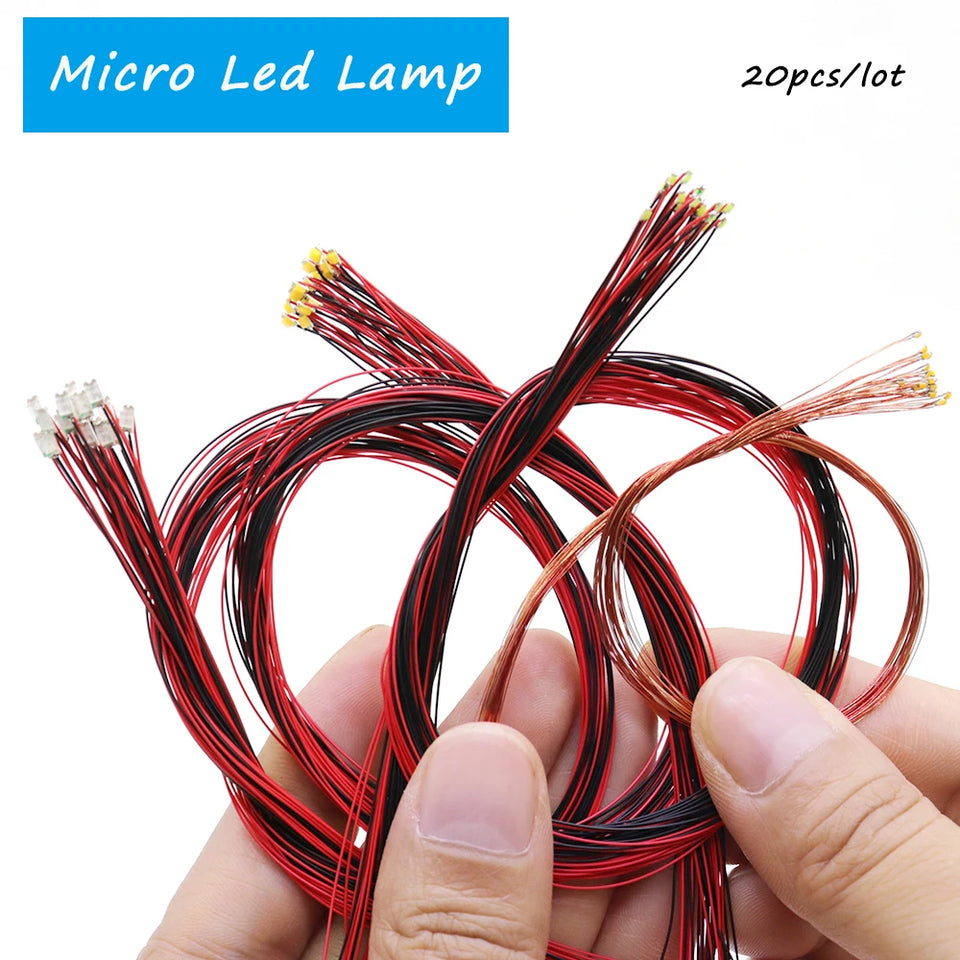 20pcs SMD Led Model lighting Toys Train HO N Scale Model Trains Pre-soldered Micro Litz Wired LED Leads Light Layout for Diorama