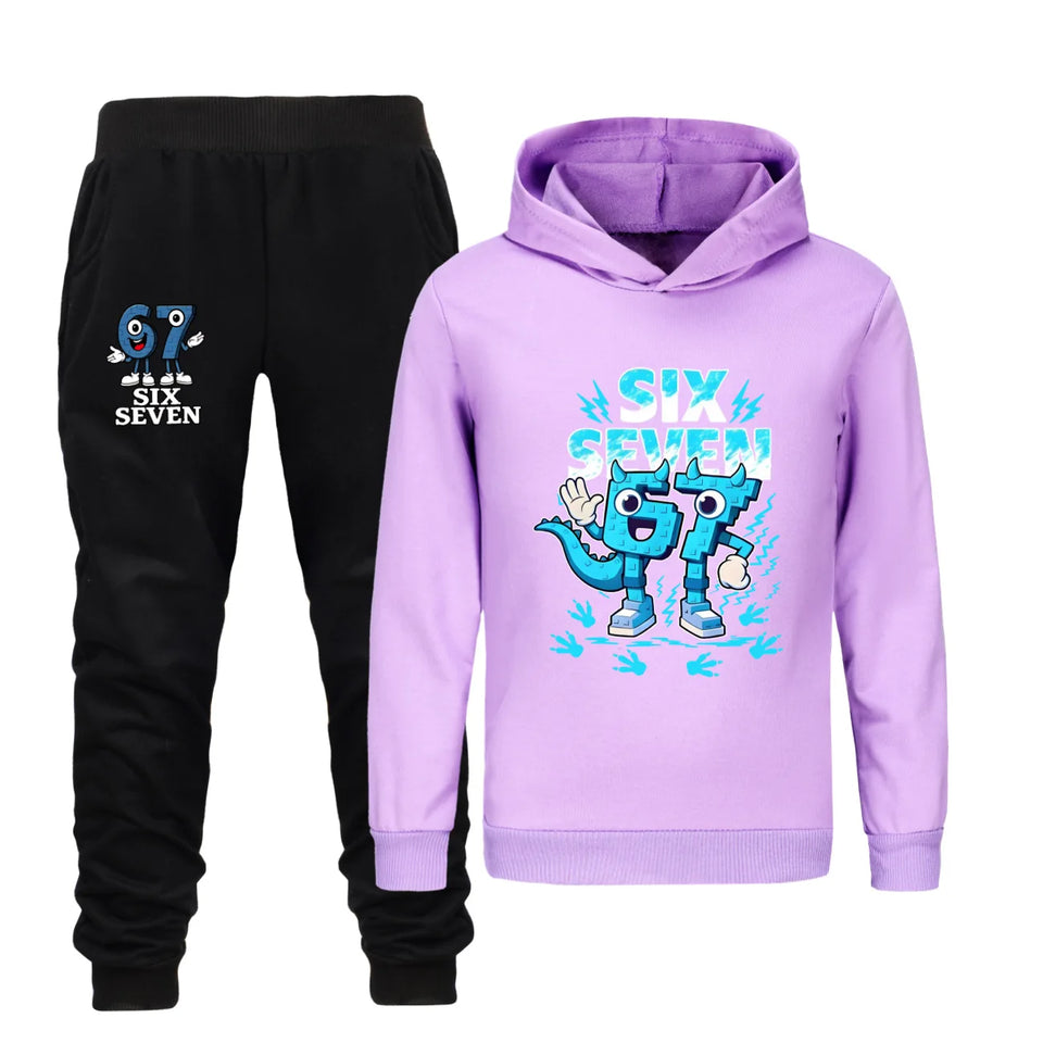 Kids Clothes Steal a Brainrot Six Seven 6-7  Baby Girls Hooded Sweatshirt Pants 2pcs Set Boys Autumn Pullover Tracksuits 5192