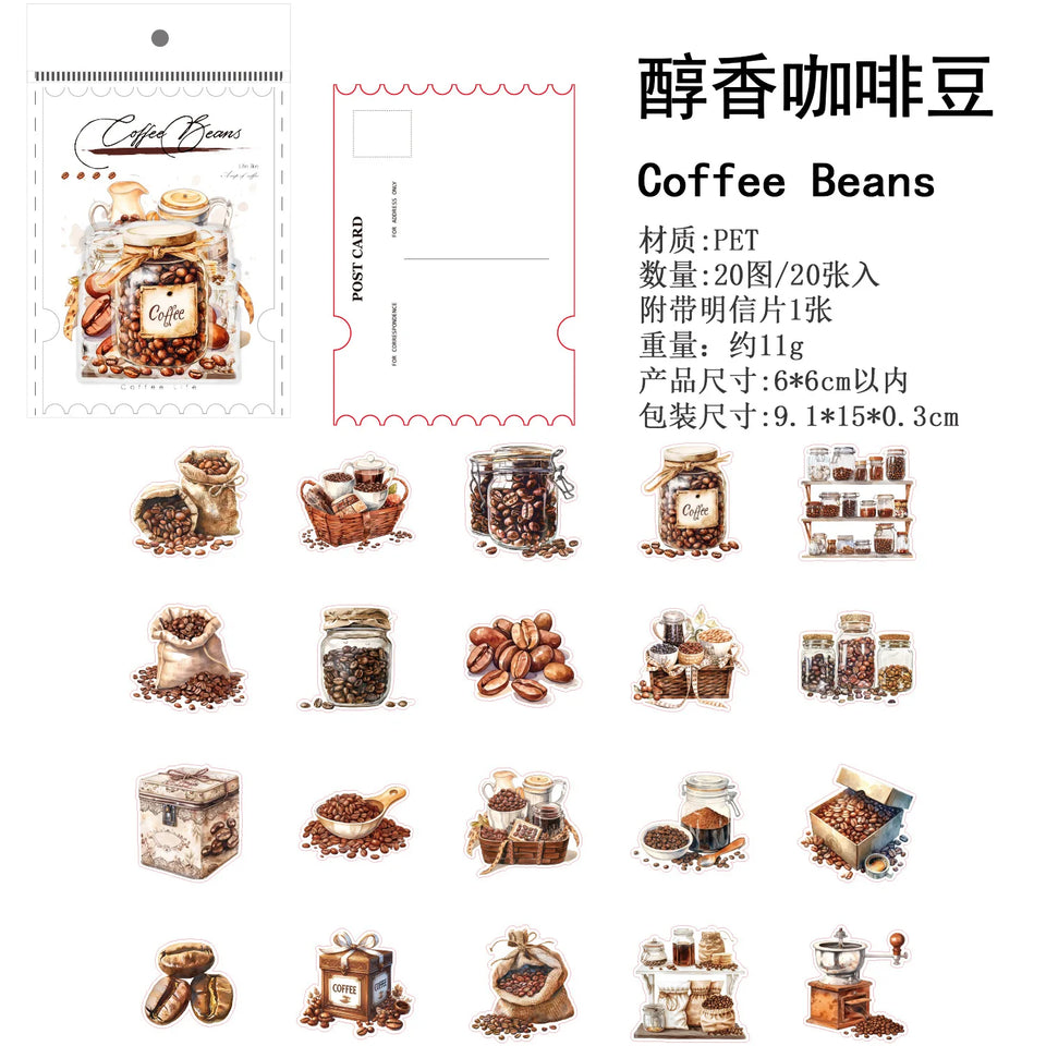 20pcs/lot Kawaii Stationery Stickers coffee life Diary Decorative Mobile Stickers Scrapbooking DIY Craft Stickers