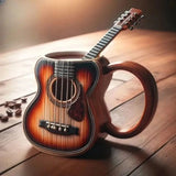 Resin Musical Instrument Coffee Mug Guitar Pattern Handcrafted Coffee Cup Durable Guitar Shaped Coffee Cup for Home Kitchen