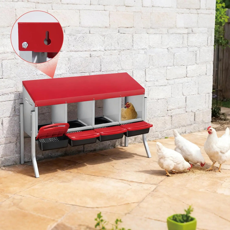 Multi-Compartment Metal Chicken Nesting Box Automatic Roll-Out Egg Collection Waterproof Steel Laying Box for Hens Ducks Rabbits