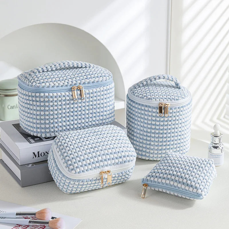 4Pcs Comestic Bag Make Up Storage Organizer Puffy Makeup Bag Comestic Pouch for Travel Portable Velet Large Toiletry Bag Organiz