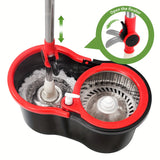 Heavy Duty Spin Mop and Bucket Set 360° Rotating Floor Cleaner with 3 Microfiber Mop Heads Adjustable Handle
