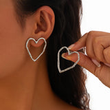 Salircon Simple Irregular Hollow Love Heart Stud Earrings for Women New Gold Color Piercing Earrings Lady Party Ear Jewelry