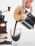 Hot-selling Wholesale Customized Coffee Moka Pot with wood handle and strainer