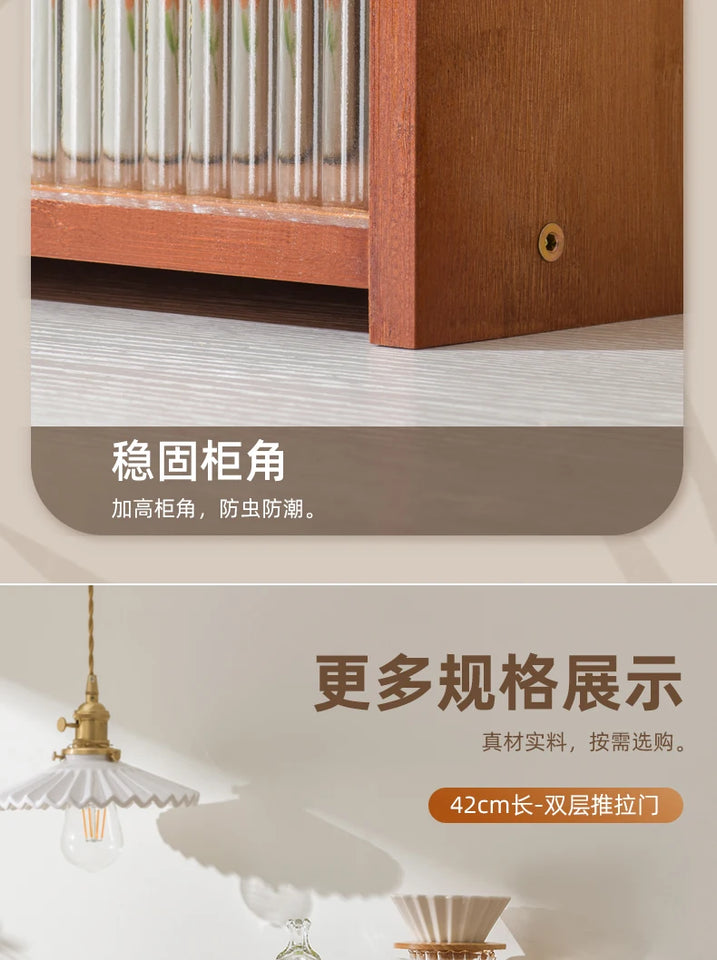 ‌Dustproof Cup Display Cabinet Glass Door Curio Shelf for Coffee Mugs Tabletop Drinkware Organizer for Dining Room/ Bar Counter