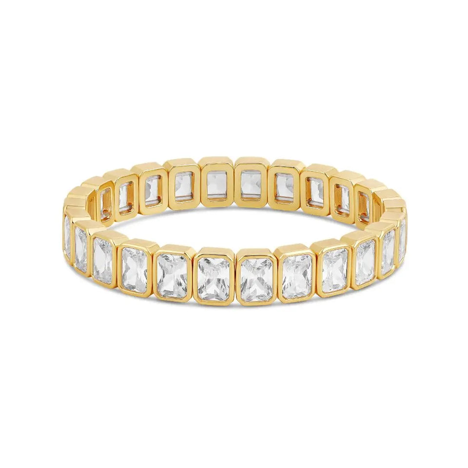 New Arrivals Geometric Bohemian Rainbow Cubic Zirconia Stretchy Stretch Tennis Bracelet Fashion Gold Plated Jewelry For Women