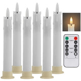 LED Flameless Taper Candles 6.5/11" Battery Operated Fake Flickering Candlesticks Electric Long Candles for Wedding Home Decor
