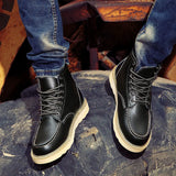 Winter Warm Men Boots Leather Mens Snow Boots with Fur Handmade Waterproof Male Ankle Boots No-slip High Top Male Work Shoes