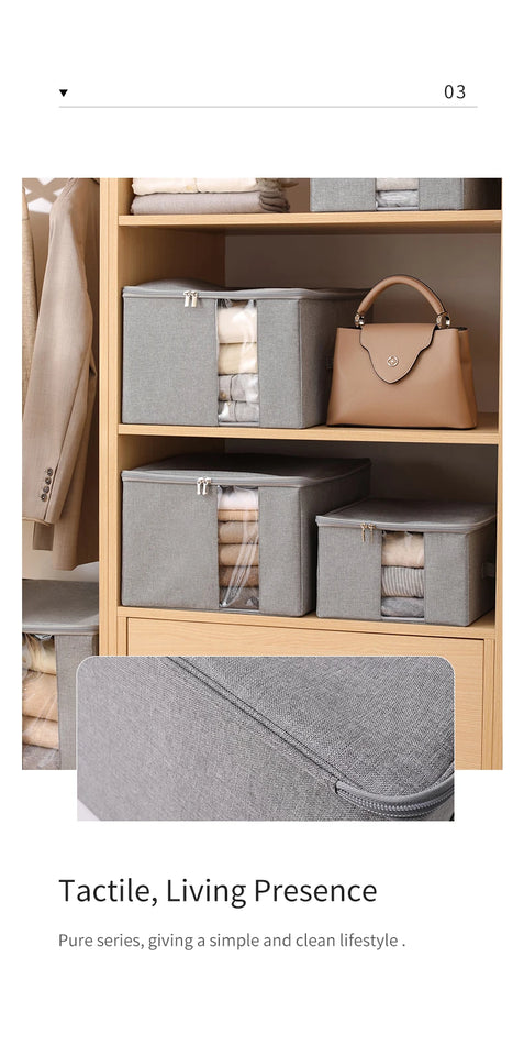 Tianzong Closet Comforters Zipper Storage Box Wardrobe Clothes Organizers with Lid Fabric Cube Home Wardrobe Folding