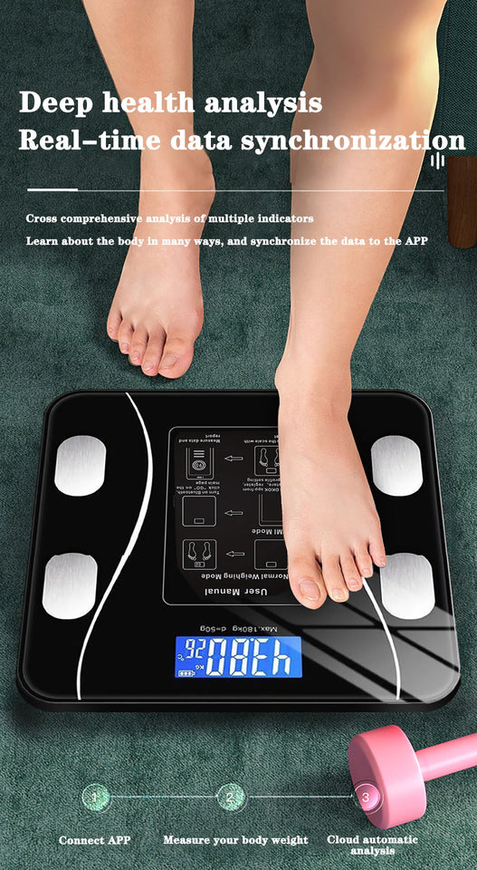 Body Fat Scale Smart Wireless Digital Bathroom Weight Scale Body Composition Analyzer With Smartphone App Bluetooth-compatible
