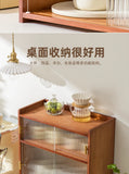 ‌Dustproof Cup Display Cabinet Glass Door Curio Shelf for Coffee Mugs Tabletop Drinkware Organizer for Dining Room/ Bar Counter