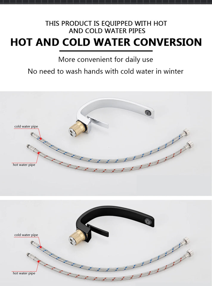 Basin Faucet Modern Bathroom Mixer Tap Black/chrome Wash basin Faucet Single Handle Hot and Cold Waterfall Faucet