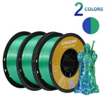 KINGROON Dual-color Silk PLA Filament 1.75mm 2 Color Coextrusion Glossy 3D Printer Filament PLA, 3kg/pack 1kg each spool