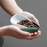 Ceramic Coffee Bean Dosing Cup, 35-40g Single Dose Measuring Tray for Coffee Bean and Tea, Chic Home Barista Tool Accessories