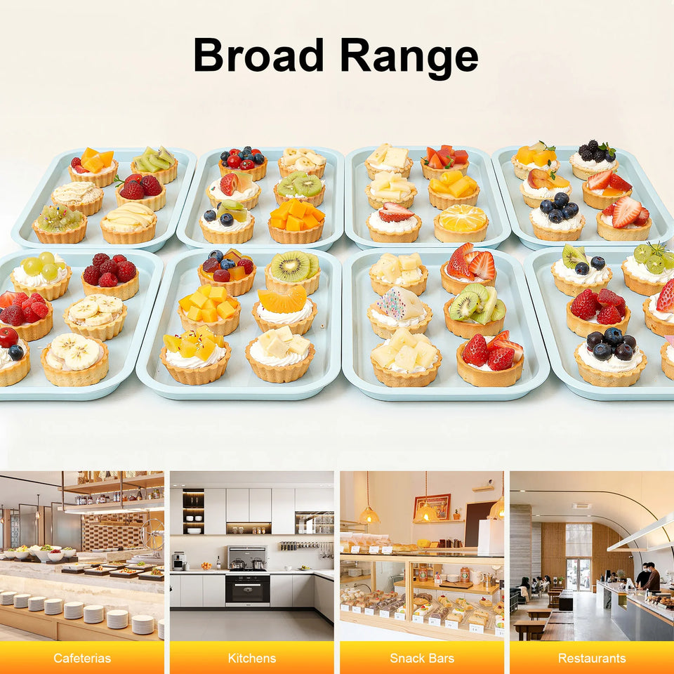 24Pcs Stackable Restaurant Trays Non-Slip Surface Commercial PP Food Serving Tray Set for Fast Food Hotel School Cafeteria