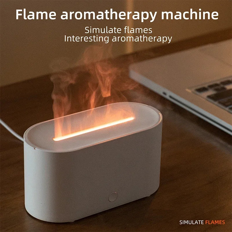 HY02 Flame Aromatherapy Humidifier with Anti-Dry Burn Feature Colorful Lights Silent Mist Moisturizing And Humidifying Function