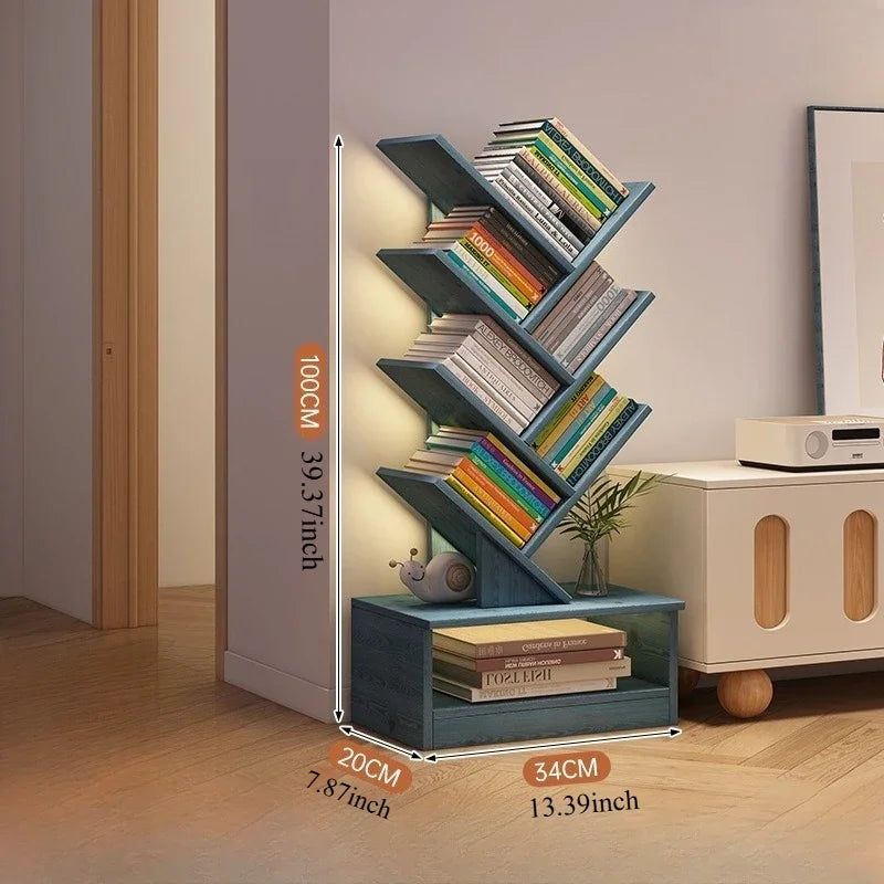 Solid Wood Tree-shaped Bookshelf Floor-to-ceiling Does Not Take Up Space Shelf Living Room Storage Shelf Display Shelf Household