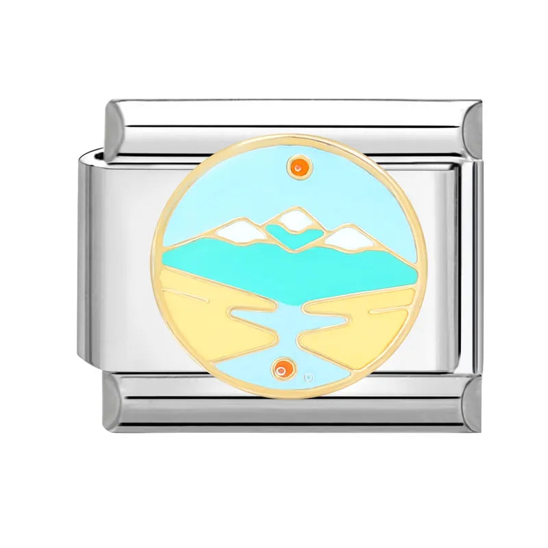 Cute Cats Flowers Planet Coffee Milk Cake Mountain Italian Charm Links Fit 9mm Stainless Steel Bracelet DIY Jewelry Making Gifts