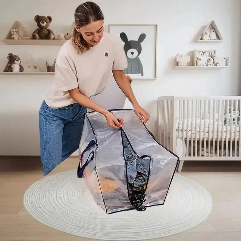 Large Capacity Closet Storage Bag; Sealed with Double Zipper, Transparent and Waterproof.